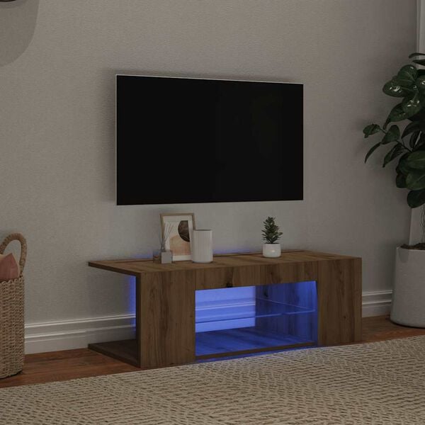 vidaXL Tv-meubel met LED 90x39x30 cm bewerkt hout artisanaal eiken