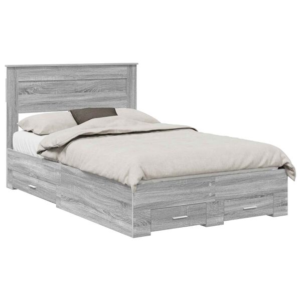 vidaXL Bedframe met hoofdeinde Grijs Sonoma 120 x 200 cm Bewerkt hout