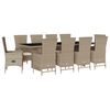 vidaXL 11-delige Tuinset met kussens poly rattan beige