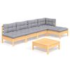vidaXL 6-delige Loungeset met grijze kussens grenenhout