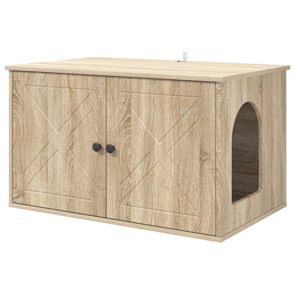 vidaXL Kattenhuis Sonoma 85 x 55 x 50,5 cm Bewerkt hout