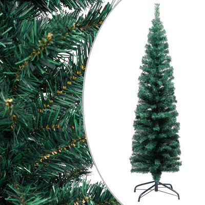 vidaXL Kunstkerstboom met verlichting en kerstballen smal 120 cm groen