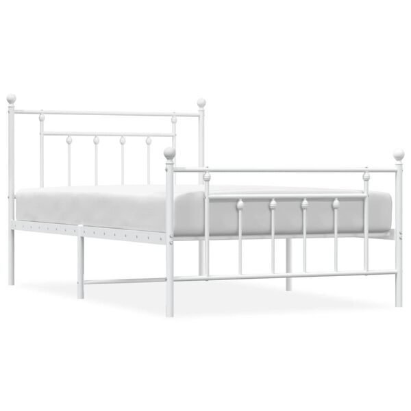 vidaXL Bedframe met hoofd- en voeteneinde metaal wit 100x200 cm