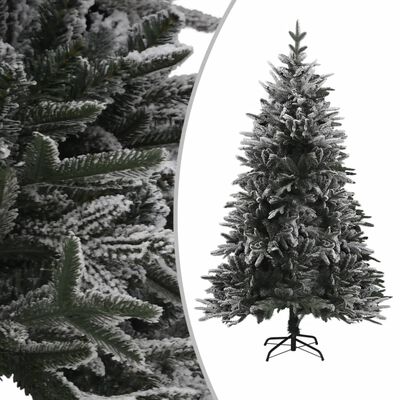 vidaXL Kunstkerstboom met LED's, kerstballen en sneeuw 210 cm PVC PE
