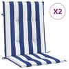 vidaXL Stoelkussens 2 st lage rug gestreept stof wit en blauw