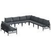vidaXL Tuinbankenset met kussen 9 pcs Zwart Staal