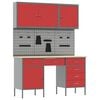 vidaXL Werk kast met lade met slot 8 st Rood Engineered hout en staal