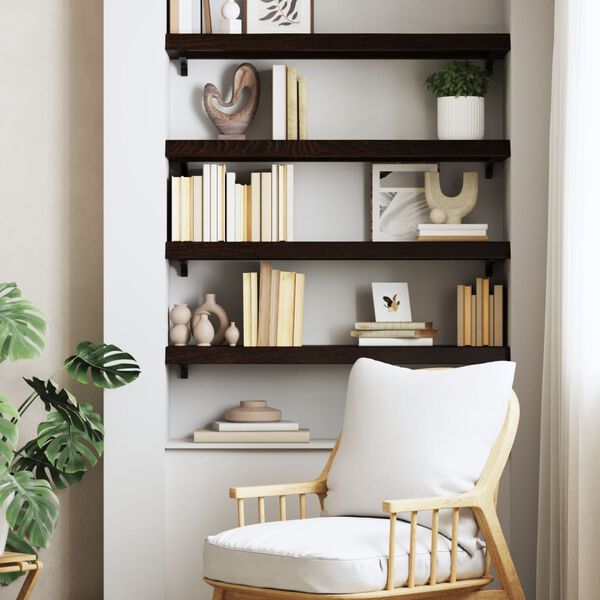 vidaXL Wandschap behandeld massief eikenhout donkerbruin