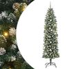 vidaXL Kunstmatige slanke kerstboom met 300 LED Groen en Wit 240 cm