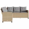 vidaXL Loungebank met kussens L-vormig poly rattan beige