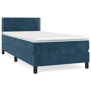 vidaXL Boxspring met matras fluweel donkerblauw 100x200 cm