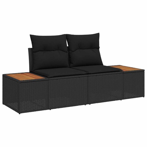 vidaXL Tuin Sofa Set met opslag 8 pcs Zwart Poly riet