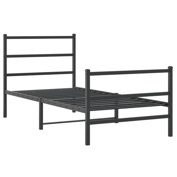 vidaXL Bedframe met hoofd- en voeteneinde&nbsp;metaal zwart 90x200 cm