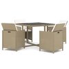 vidaXL 5-delige Tuinset met kussens poly rattan beige