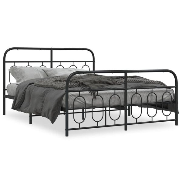 vidaXL Bedframe met hoofd- en voeteneinde metaal zwart 140x190 cm