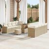 vidaXL Tuinbankenset met kussen 12 pcs Beige en Cr&egrave;me poly rattan
