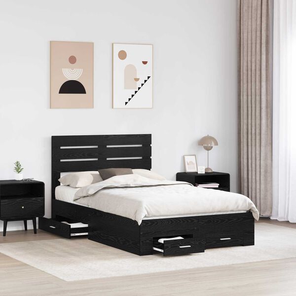 vidaXL Bedframe met lade met hoofdeinde met opslag Bewerkt hout