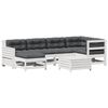 vidaXL 7-delige Loungeset met kussens massief grenenhout wit