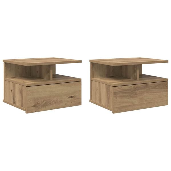vidaXL Vliegend Nachtkastje 2 pcs Artisan Eiken 40 x 31 x 28 cm