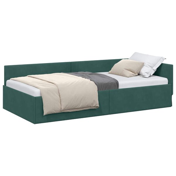 vidaXL Hoekbedframe met hoofdeinde Donkergroen 80 cm x 200 cm Fluweel