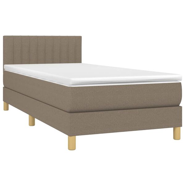 vidaXL Boxspring met matras en LED stof taupe 100x200 cm