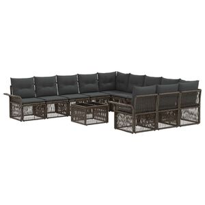 vidaXL Tuinbankenset 12 st Grijs poly rattan