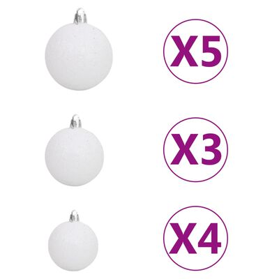 vidaXL Kunstkerstboom met verlichting en kerstballen 120 cm PET zilver