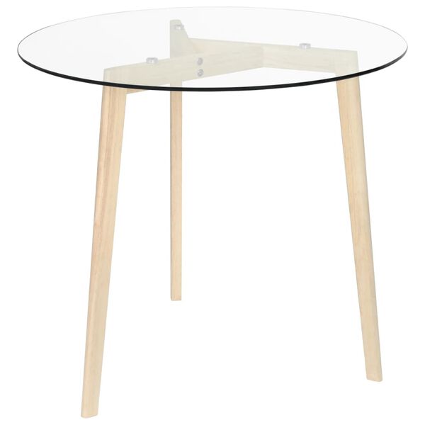 vidaXL Eettafel 80 cm gehard glas transparant