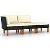 vidaXL 3-delige Loungeset poly rattan en massief eucalyptushout