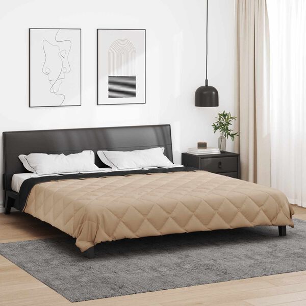 vidaXL Zomerdekbed Zwart en Taupe 240 x 200 cm Microfiber