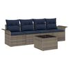 vidaXL Tuin Sofa Set 5 st Grijs en Marineblauw poly rattan