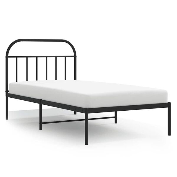 vidaXL Bedframe met hoofdbord metaal zwart 100x190 cm