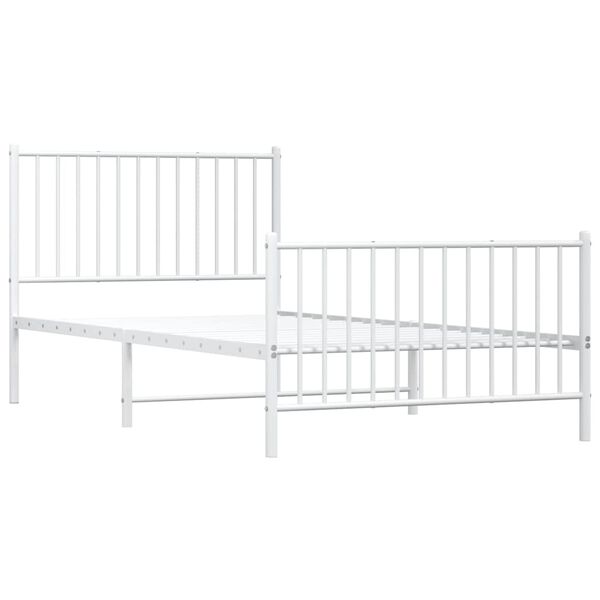 vidaXL Bedframe met hoofd- en voeteneinde metaal wit 100x200 cm