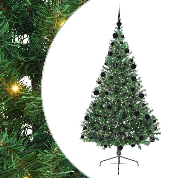vidaXL Kunstmatig Voorverlicht Kerstboom met 300 LED Groen 210 cm PVC