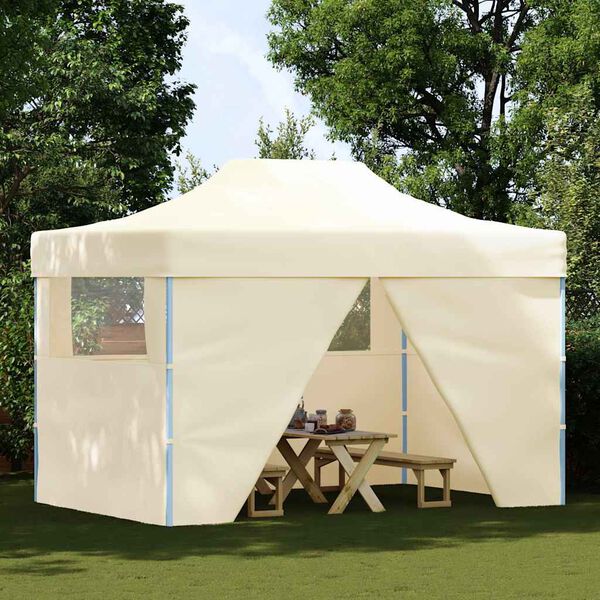 vidaXL Partytent met 4 zijwanden inklapbaar 3x4 m staal crème