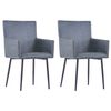 vidaXL Eetkamerstoelen met armleuningen 2 st kunstsu&egrave;de grijs