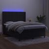 vidaXL Boxspring met matras en LED fluweel zwart 140x190 cm