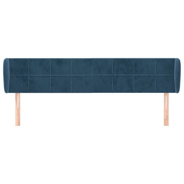 vidaXL Hoofdbord met randen 163x23x78/88 cm fluweel donkerblauw