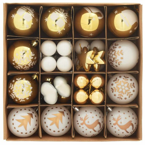 vidaXL Kerstbal Set 40 pcs Wit en Goud Kunststof