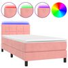 vidaXL Boxspring met matras en LED fluweel roze 100x200 cm