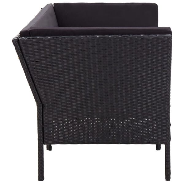 vidaXL 6-delige Loungeset met kussens poly rattan zwart
