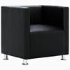 vidaXL Fauteuil kubus kunstleer zwart
