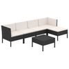 vidaXL 6-delige Loungeset met kussens poly rattan zwart