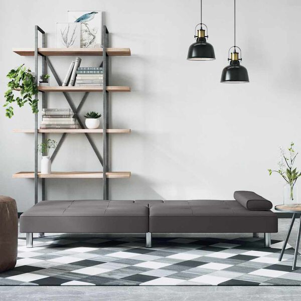 vidaXL Slaapbank met bekerhouders kunstleer grijs