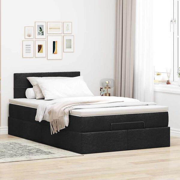 vidaXL Bed met matras 120x190 cm stof zwart