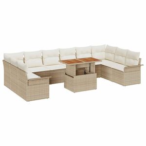 vidaXL Tuin Sofa Set met opslag 11 pcs Beige Poly riet