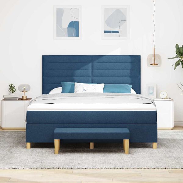 vidaXL Boxspring bed met matras met hoofdeinde Blauw 180 x 200 cm Stof