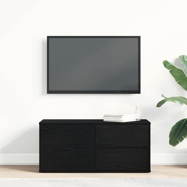 vidaXL TV-kast met lade Zwart Eiken 80 x 34 x 36 cm Bewerkt hout