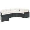 vidaXL 3-delige Loungeset halfrond poly rattan zwart