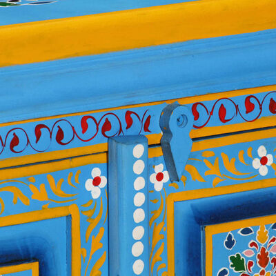 vidaXL Dressoir handgeschilderd massief mangohout turquoise